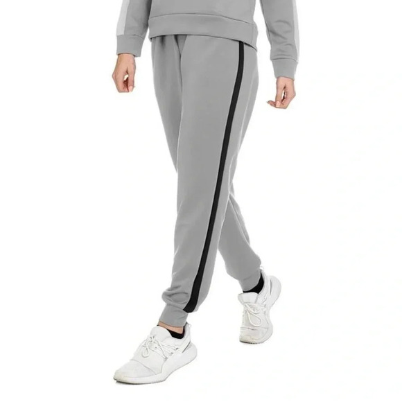 NWT Bodyglove Grey Side Stripe Straight Leg Casual Joggers Medium Pants Gym - Picture 1 of 8